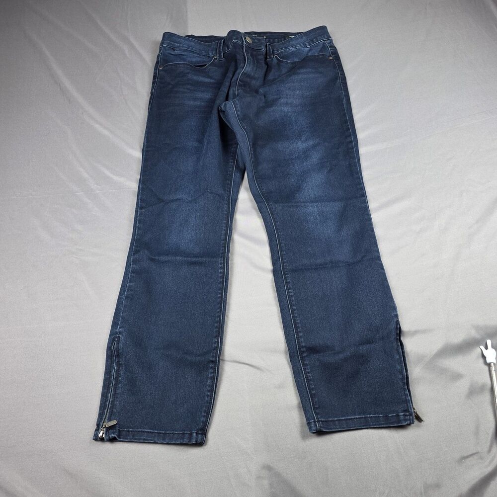 Max Jeans Womens Skinny Skimmer Jeans Dark Wash Blue Ankle Zip Cuff Size 14